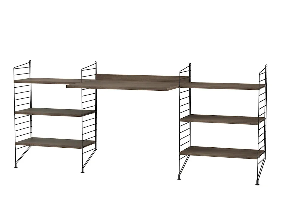 String Workspace D kontorsæt sort ask 200 cm