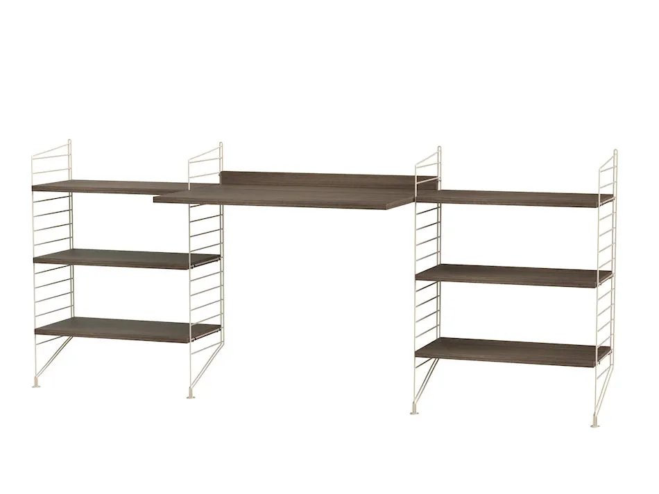 String Workspace D kontorsæt sort ask 200 cm
