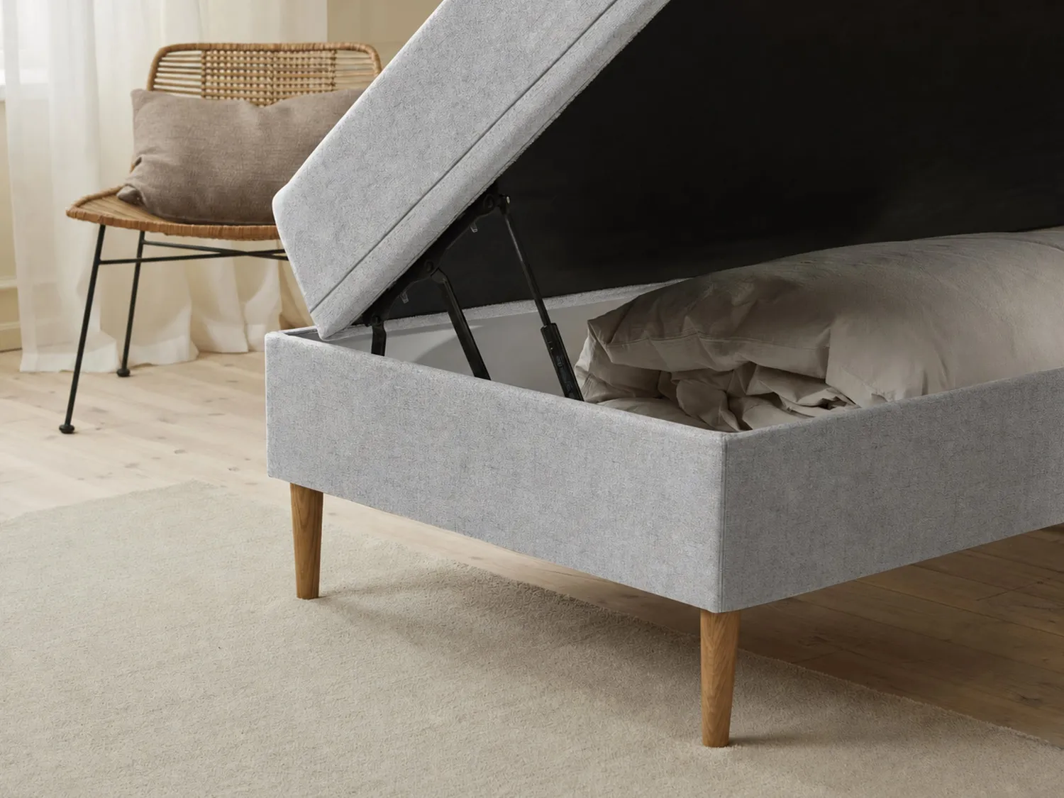Fabrikkens Opbevaringsboks boxmadras 90x210 grå opbevaring