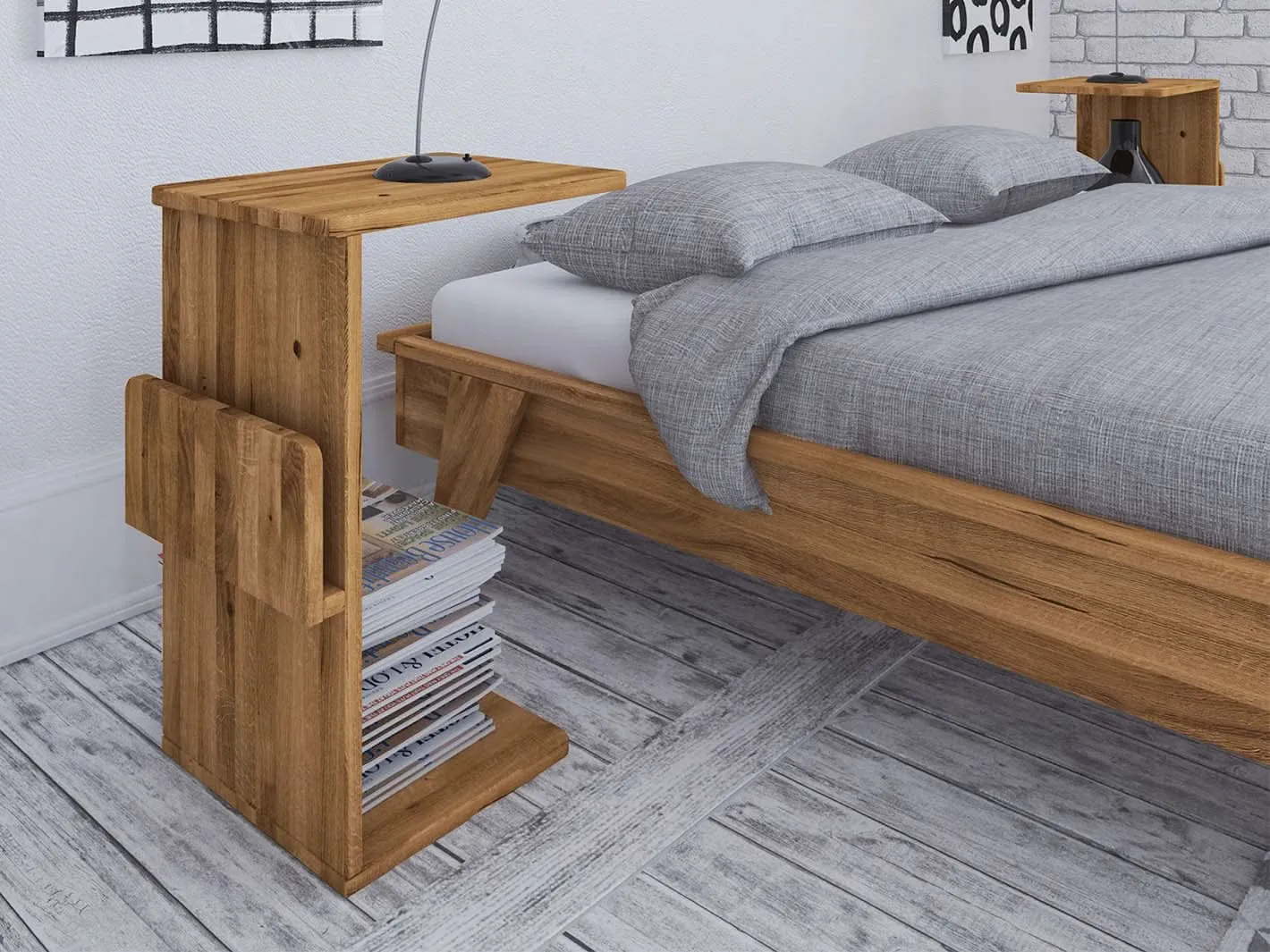 Sengekompagniet Nordic Design vinkel sengebord eg