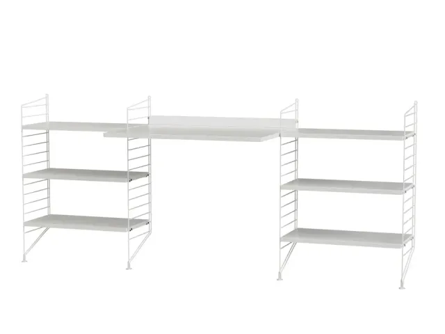 String Workspace D kontorsæt sort ask 200 cm