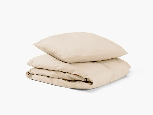 Sengefabrikken.dk Satin sengesæt 140x200 beige bomuld