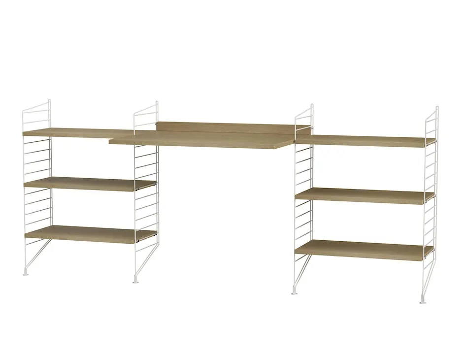 String Workspace D kontorsæt sort ask 200 cm