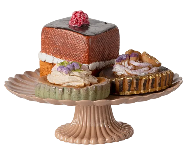 Maileg Kager og kagefad legemad rosa Mini