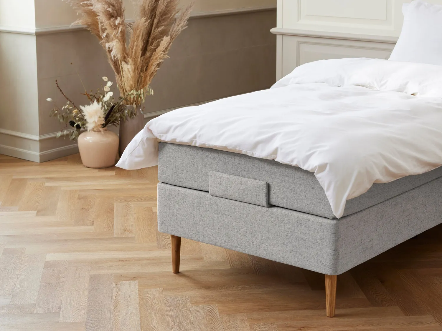 Fabrikkens Luksus Stockholm elevationsseng lysegrå 90x210 cm