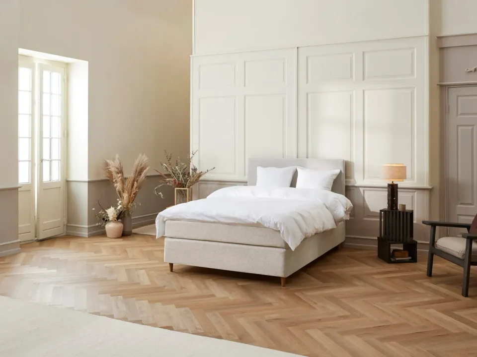 Fabrikkens Platin kontinentalseng 140x200 sand naturlatex