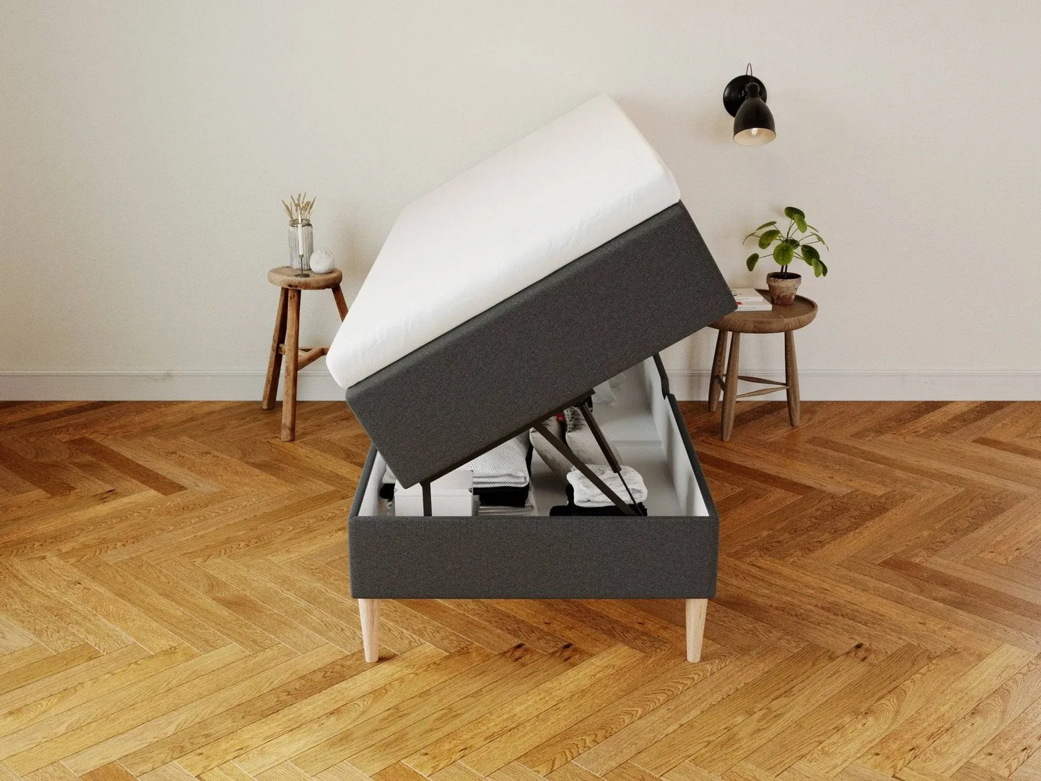 Ragna Astrid opbevaringsseng 80x200 antracit luksus