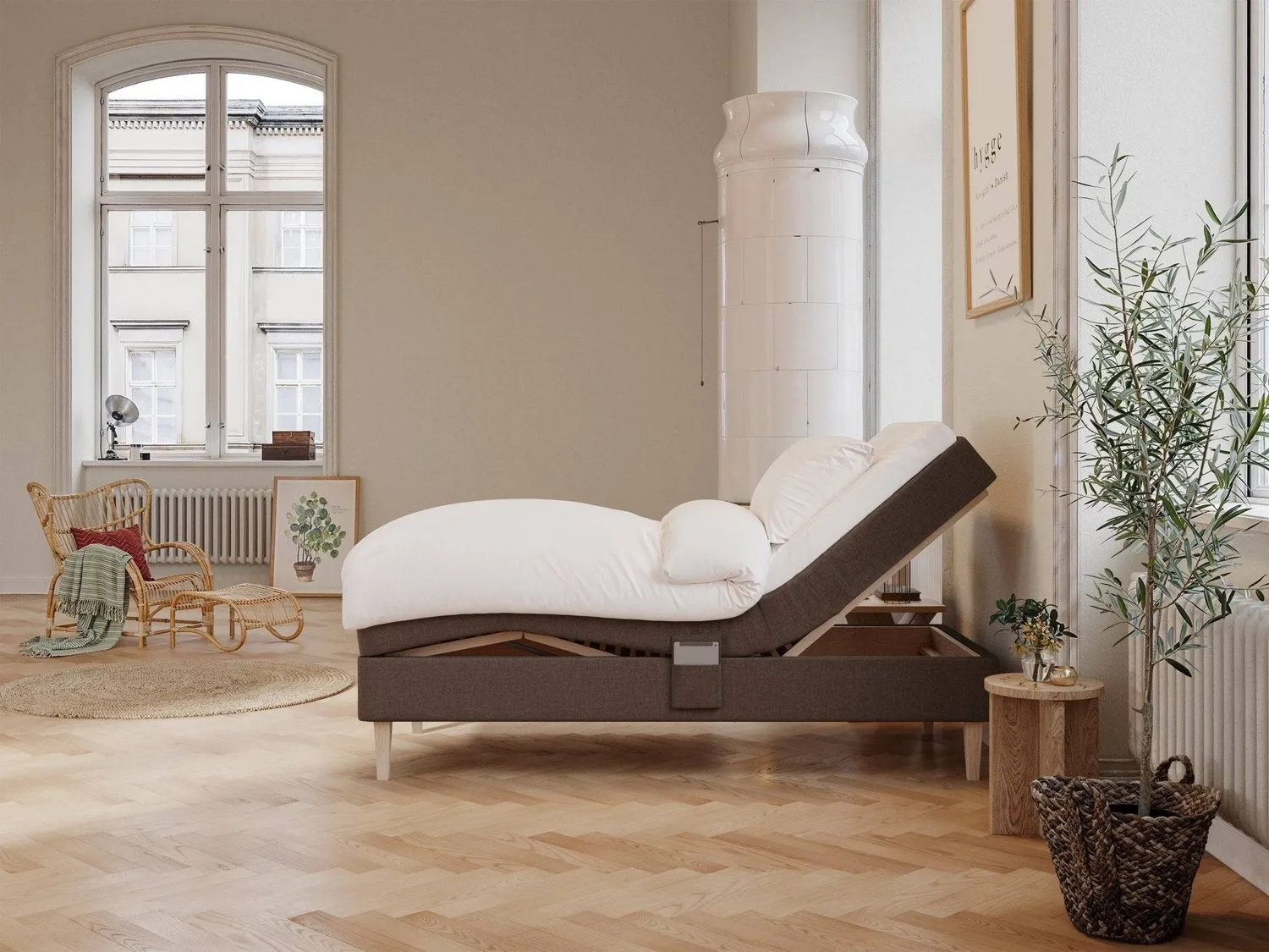 Ragna elevationsseng 90x210 mørk brun