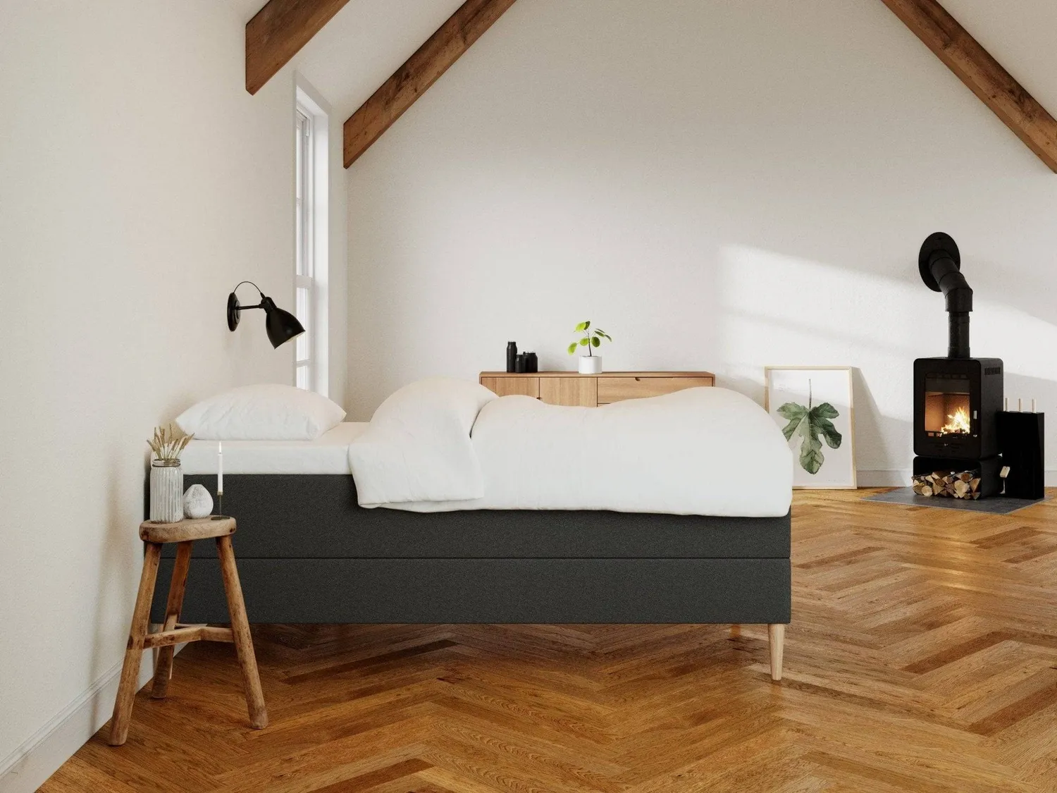 Ragna Astrid 90x200 seng antracit med opbevaring