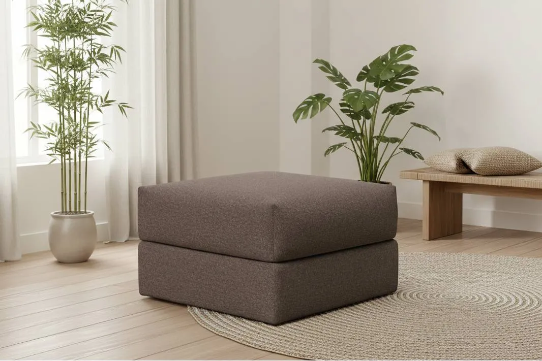 Ragna Puf 75x75 bouclé mørk brun med opbevaring