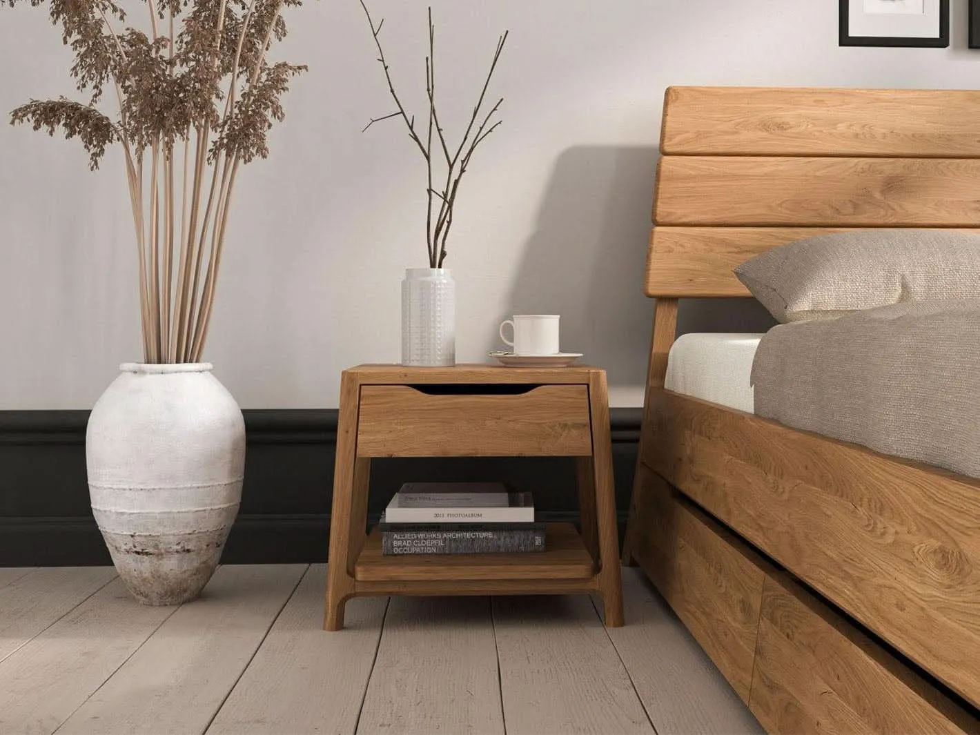 Sengekompagniet Nordic Design Light sengebord eg Pure med skuffe