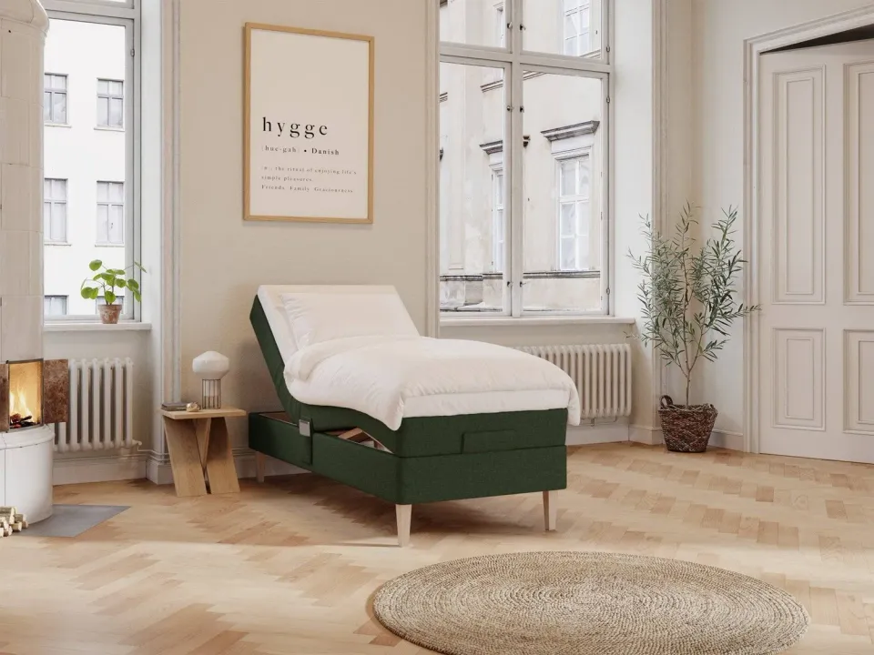 Ragna elevationsseng 90x210 dyb grøn elevation