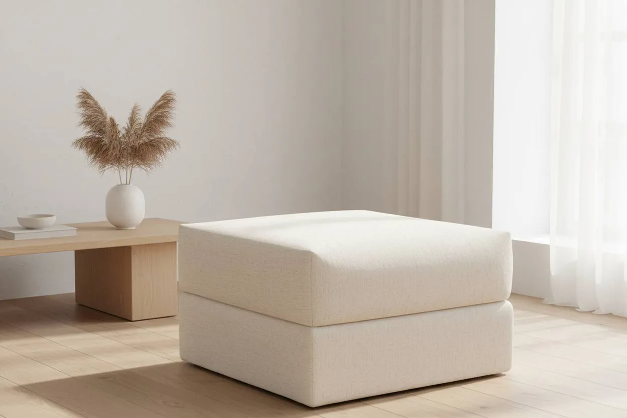 Ragna puf 75x75 bouclé off-white 45 cm