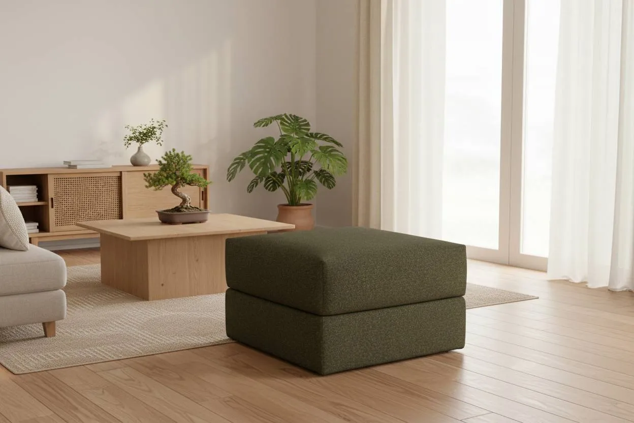 Ragna Puf 75x75 bouclé grøn 535