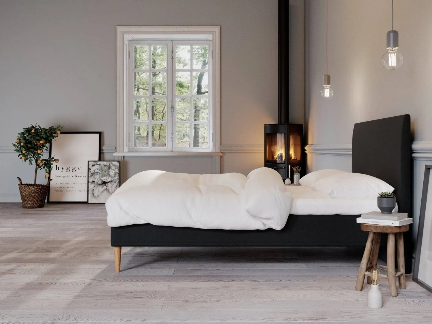 Ragna Saga 140x200 boxseng sort pocketfjedre