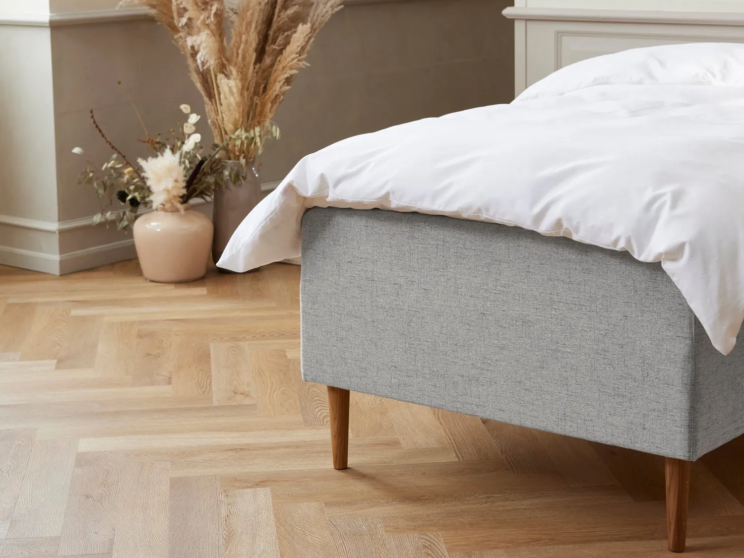 Fabrikkens Luksus Stockholm boxmadras 90x200 lysegrå fast