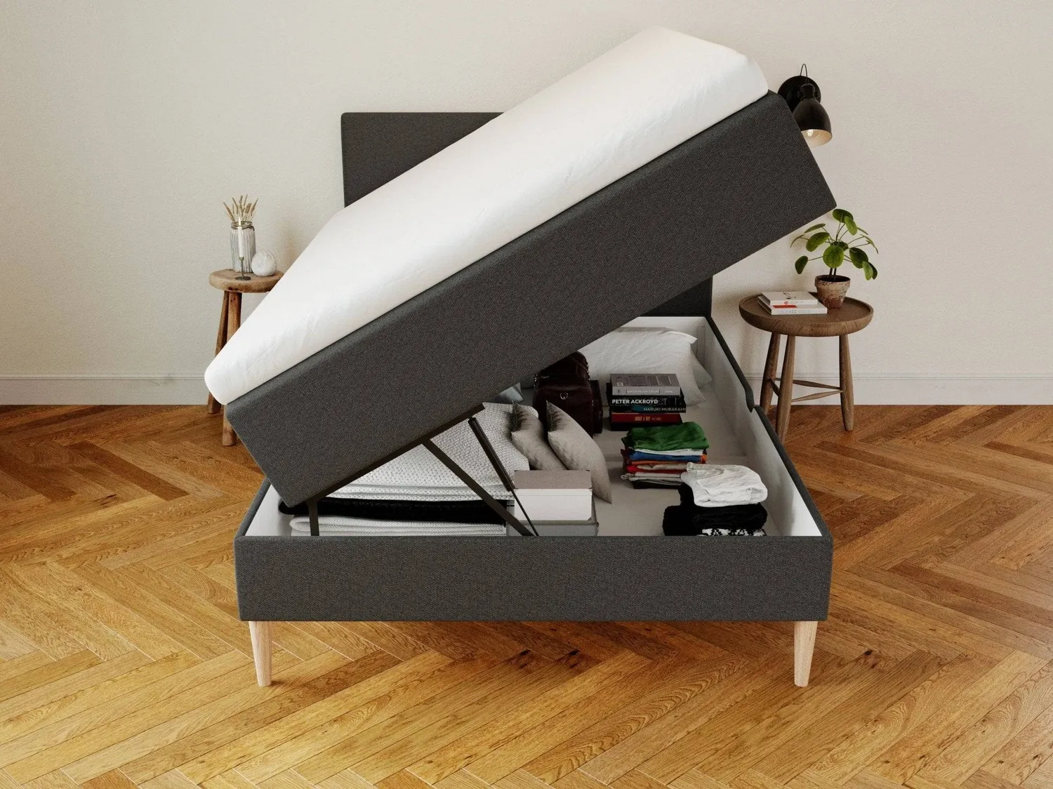 Ragna Astrid opbevaringsseng 140x200 antracit