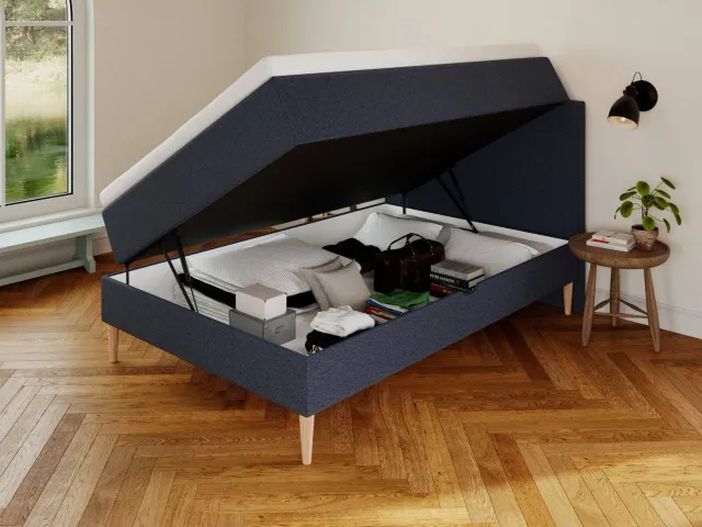 Ragna Astrid opbevaringsseng 140x200 dyb blå gavl