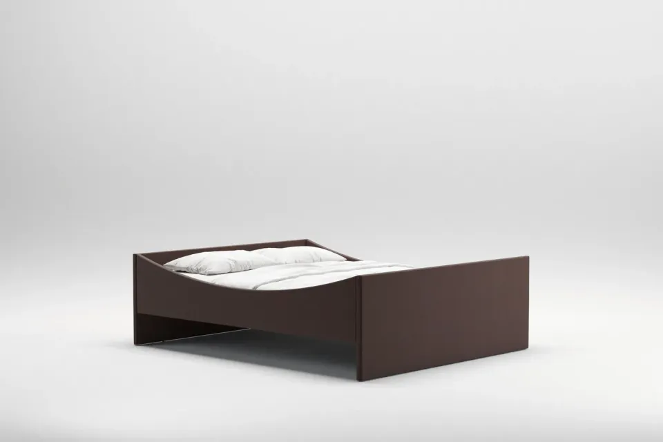 RYE Curved Bed Frame stofprøve 3 stk beige brun